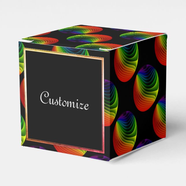 Rainbow Twist Orbs Cube Favor Box (Front Side)