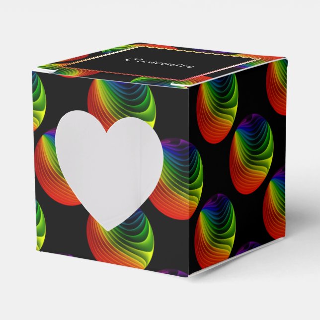Rainbow Twist Orbs Heart Favor Box (Front Side)