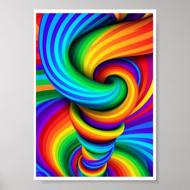 Rainbow Twisted Tornado Vortex - Optical Illusion Poster (Front)