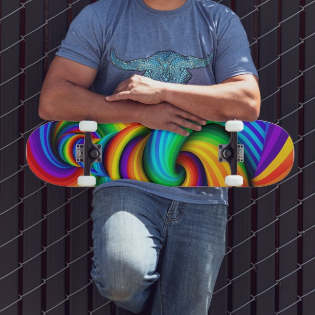 Rainbow Twisted Tornado Vortex - Optical Illusion Skateboard (Outdoor 3)