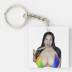 Rainbow two sided keychain