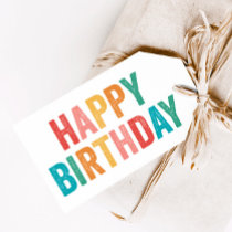 Rainbow Type Happy Birthday Gift Tags