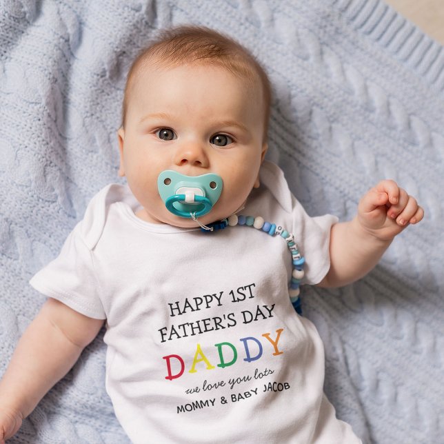 Rainbow Typography 'Daddy' First Father's Day  Baby Bodysuit (Creator Uploaded)
