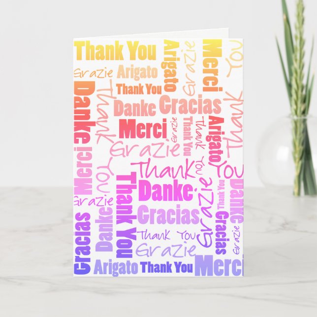 Rainbow Typography Multilingual Thank You Custom (Front)