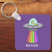 Rainbow UFO Personalized Keychain (Front)
