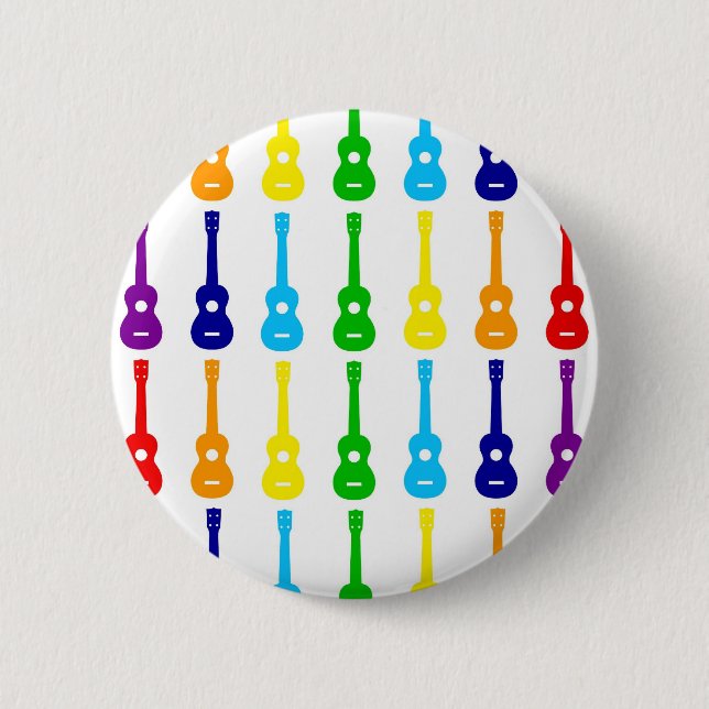 Rainbow Ukes Pinback Button (Front)