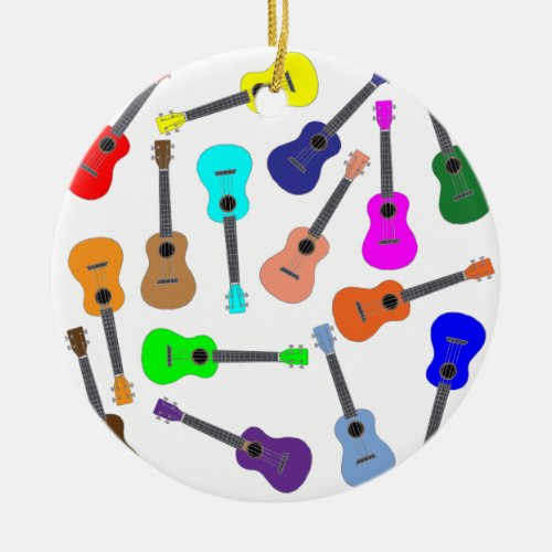 Rainbow Ukulele Ceramic Ornament