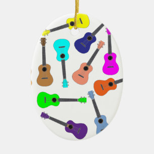 Rainbow Ukulele Ceramic Ornament