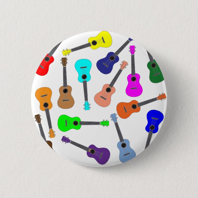 Rainbow Ukulele Pinback Button (Front)