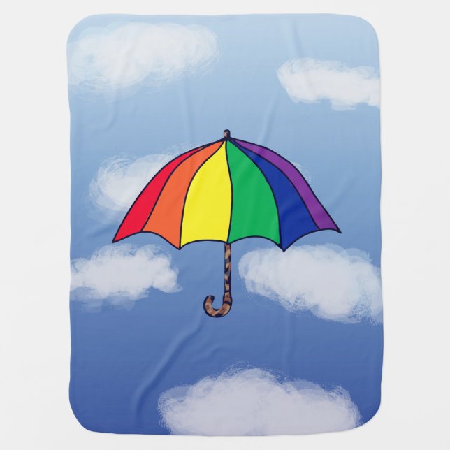 Rainbow Umbrella Baby Blanket (Front)