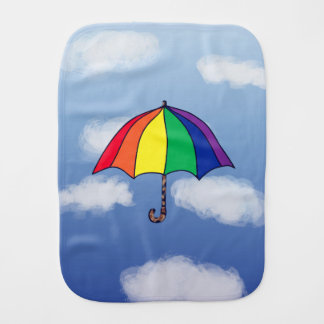 Rainbow Umbrella Baby Burp Cloth