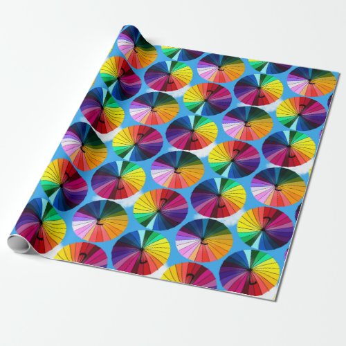 Rainbow Umbrella Canopy  Wrapping Paper