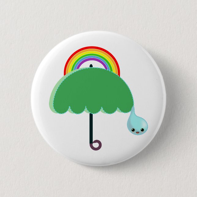 rainbow umbrella drop rain button (Front)