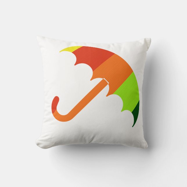 Rainbow Umbrella on White Background Throw Pillow (Front)