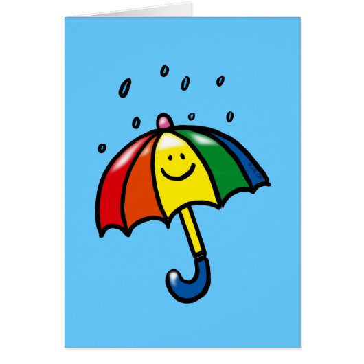 Rainbow umbrella & rain drops cards (Front)