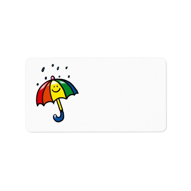 Rainbow umbrella & rain drops label (Front)