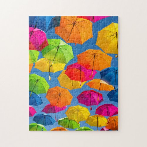 Rainbow Umbrella Whimsical Colorful Jigsaw Puzzle