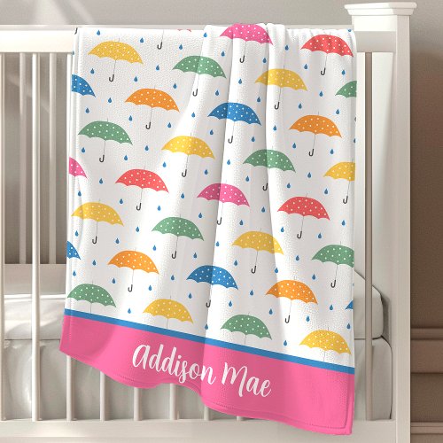 Rainbow Umbrellas Rainy Day Parade Collection Baby Blanket