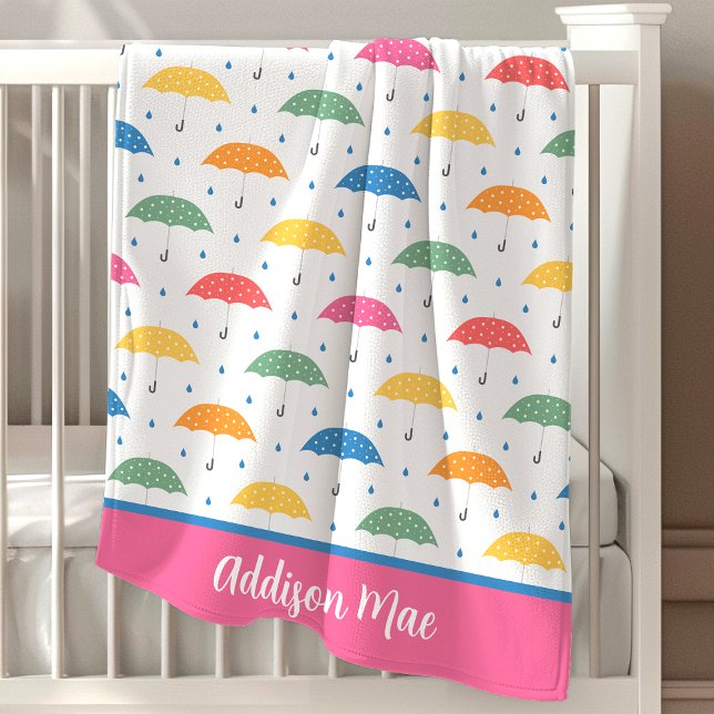 Rainbow Umbrellas Rainy Day Parade Collection Baby Blanket (Creator Uploaded)