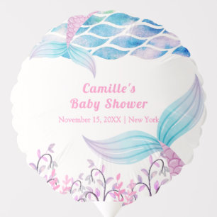 Rainbow Under Sea Mermaid Tail Baby Shower Balloon