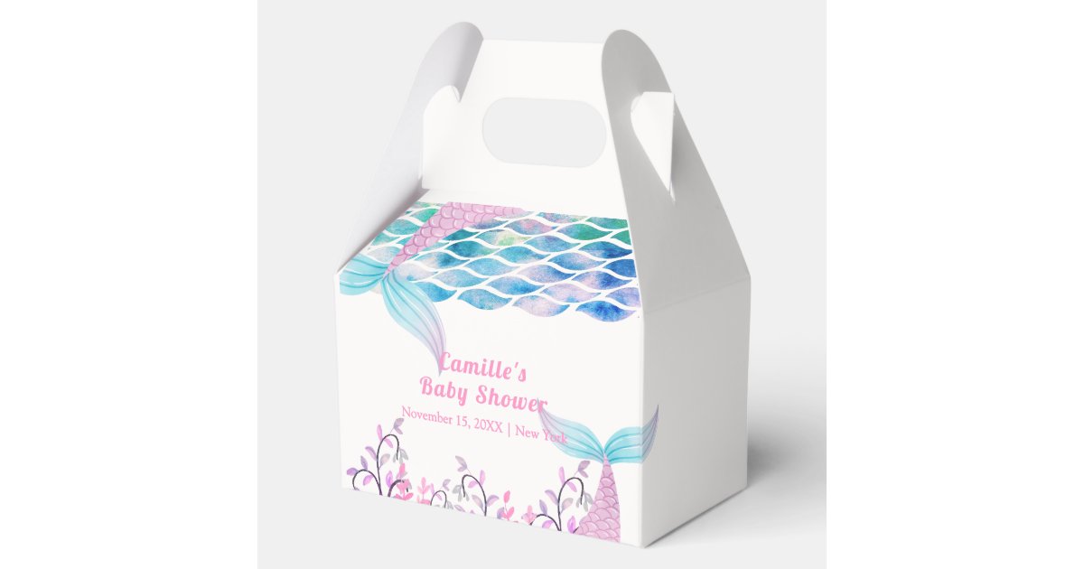 Rainbow Under Sea Mermaid Tail Baby Shower Favor Boxes | Zazzle