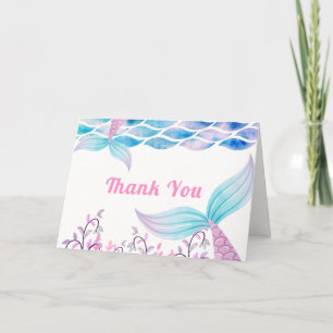 Rainbow Under Sea Mermaid Tail Baby Shower Letterpress Thank You Card