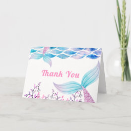 Rainbow Under Sea Mermaid Tail Baby Shower Thank You Card