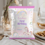Rainbow Unicorn 1st Birthday Chip Bag Wrapper<br><div class="desc">Add a magical touch to your party treats with our Rainbow Unicorn 1st Birthday Chip Bag Wrapper! Featuring a delightful unicorn surrounded by vibrant rainbows, fluffy clouds, and sparkling stars, this whimsical design transforms ordinary chip bags into enchanting party favors. Perfect for bringing a fun and festive vibe to your...</div>
