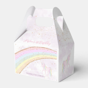 Rainbow Unicorn 1st Birthday Girls Pastel Favor Boxes