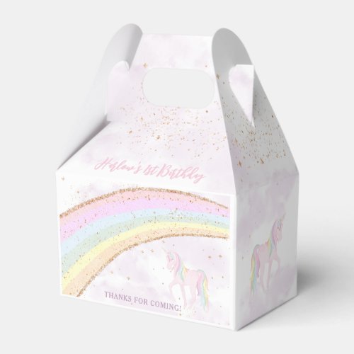Rainbow Unicorn 1st Birthday Girls Pastel Favor Boxes