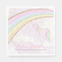 Rainbow Unicorn 1st Birthday Girls Pastel