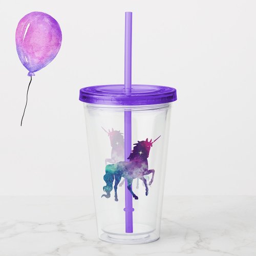 Rainbow Unicorn Acrylic Tumbler