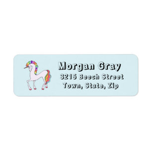 Rainbow Unicorn Address Label