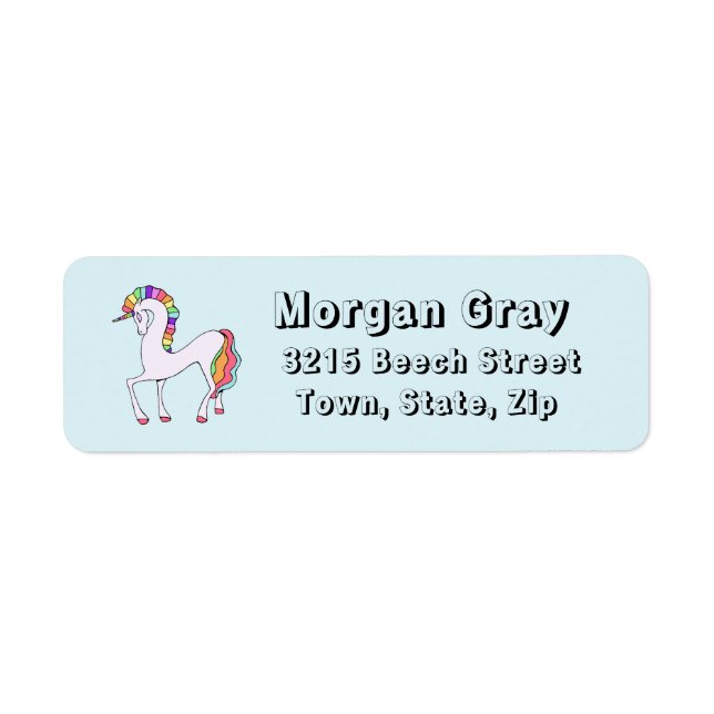 Rainbow Unicorn Address Label (Front)