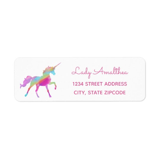 Rainbow Unicorn Address Label