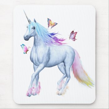 Rainbow Unicorn And Butterflies Mouse Pad by deemac2 at Zazzle
