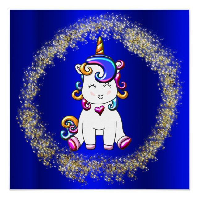 Rainbow Unicorn and Glitter Poster (Front)
