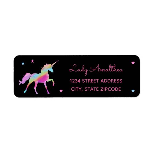 Rainbow Unicorn And Stars Address Label