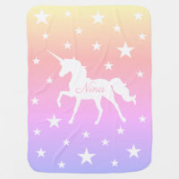 Rainbow Unicorn And Stars Baby Blanket