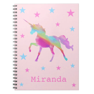 Rainbow Unicorn And Stars Notebook