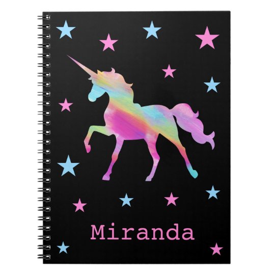 Rainbow Unicorn And Stars Notebook