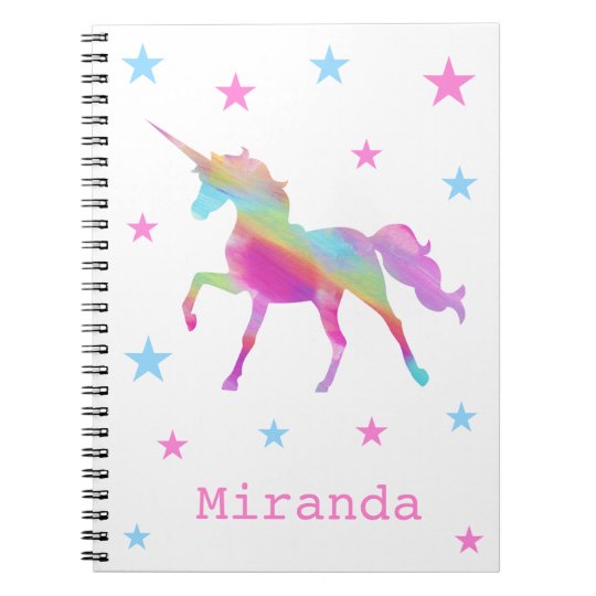 Rainbow Unicorn And Stars Notebook