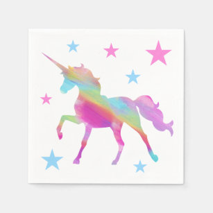 Rainbow Unicorn And Stars Paper Napkins