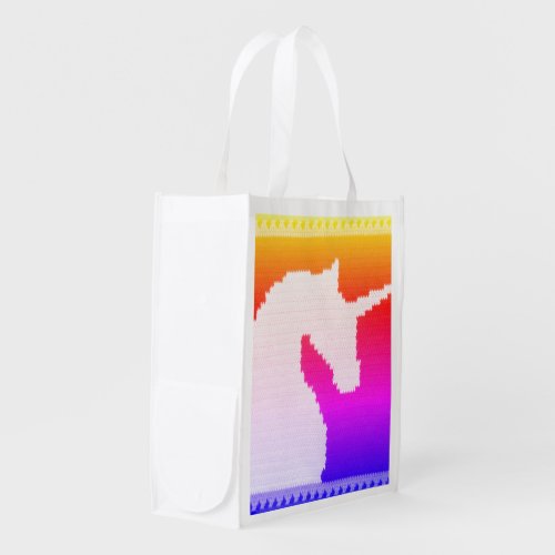 Rainbow Unicorn Artisan Crochet Print Folding Grocery Bag