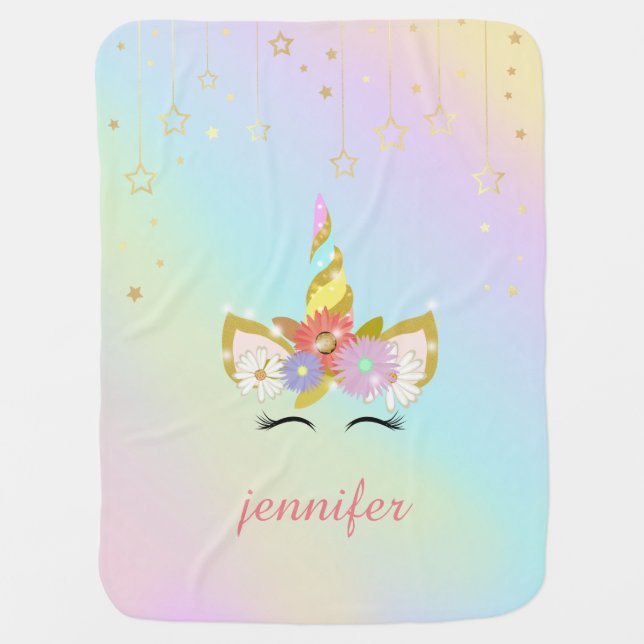 Rainbow Unicorn Baby Blankets (Front)
