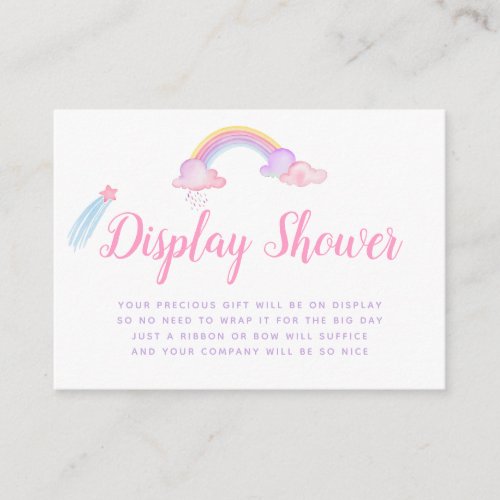 Rainbow Unicorn Baby Girl Shower Display Shower Enclosure Card