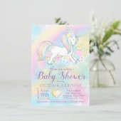 Rainbow Unicorn Baby Shower Invitations (Standing Front)