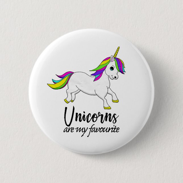 Rainbow Unicorn Badge Pinback Button (Front)