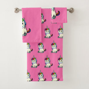 Rainbow Unicorn Bathroom Towel Set