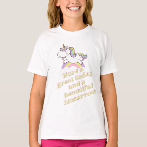  Rainbow Unicorn Beautiful Tomorrow Kids T_Shirt
